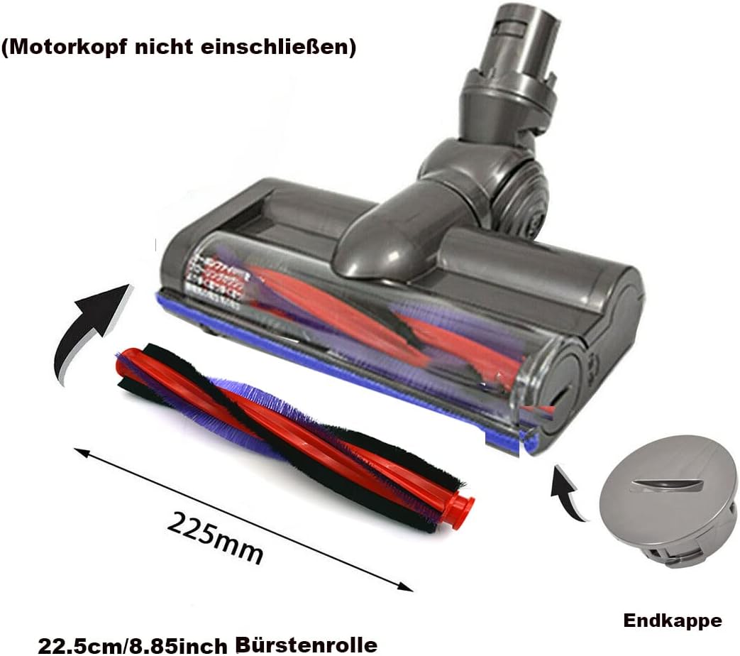 225mm Bürstenrolle Endkappe Ersatz für Staubsauger Dyson V6 DC62 SV03 Rolle Elektrobürste Haushaltss