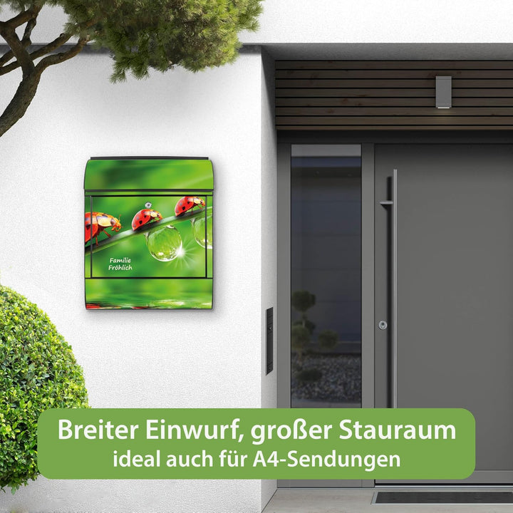 banjado® Design Briefkasten personalisiert Motiv Für Jeden Einen 39x47x14cm & 2 Schlüssel - Briefkas