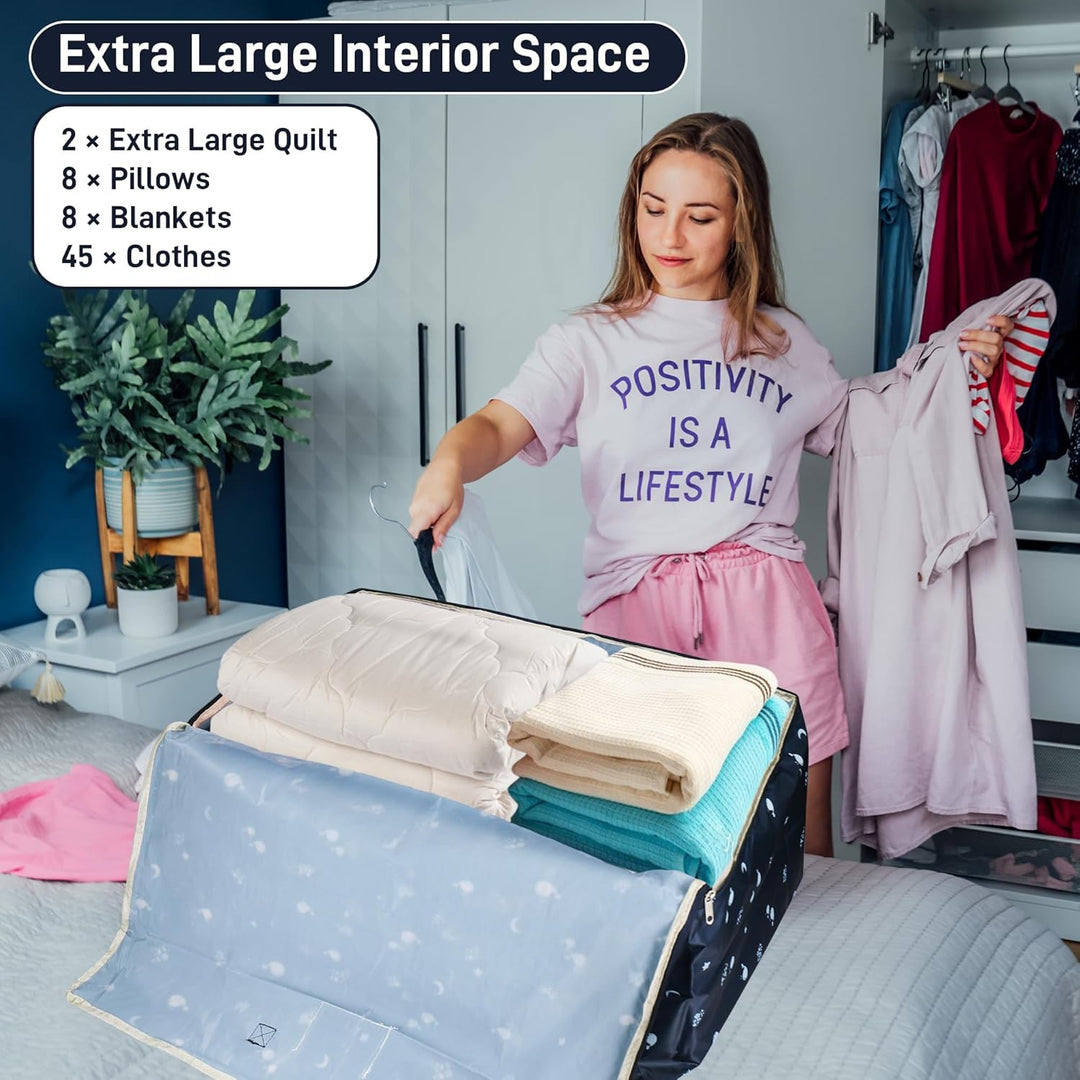 2 Stück Aufbewahrungstasche Gross, 105L Aufbewahrungstasche mit Reissverschluss, 600D Oxford Storage