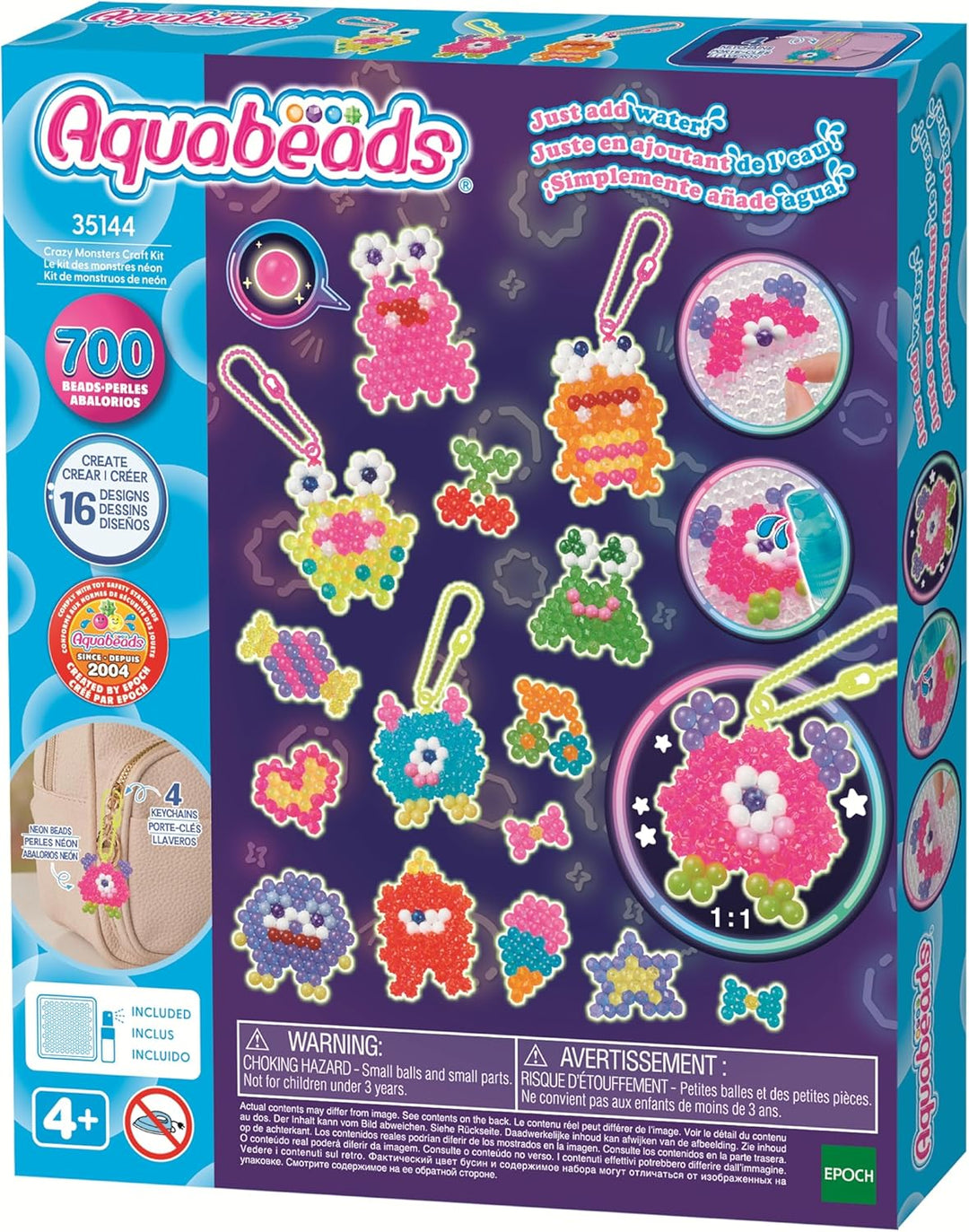 Aquabeads - 35144 Verrückte Monster Bastelset, Wasserperlen Bastelset für Kinder ab 4 Jahren, Bastel