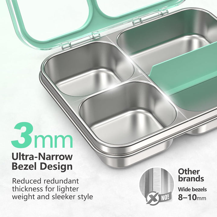 VITONIS Edelstahl Brotdose Lunchbox mit 3 Fächern mit Tritan-Deckel, 1000ml Metall Bento Lunch Box K