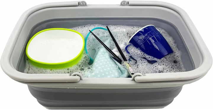 SAMMART 9,2 l zusammenklappbare Wanne mit Griff – tragbarer Outdoor-Picknickkorb/Krater – Faltbare E