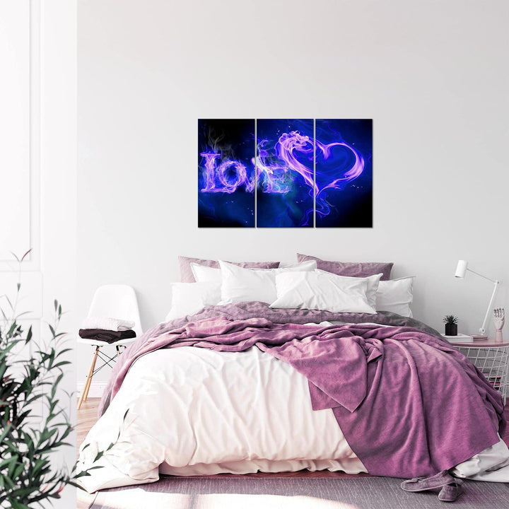 Runa Art Wandbilder Abstrakt Feuer Love Bild XXL Wohnzimmer Schlafzimmer Blau Lila Romantisch 120 x