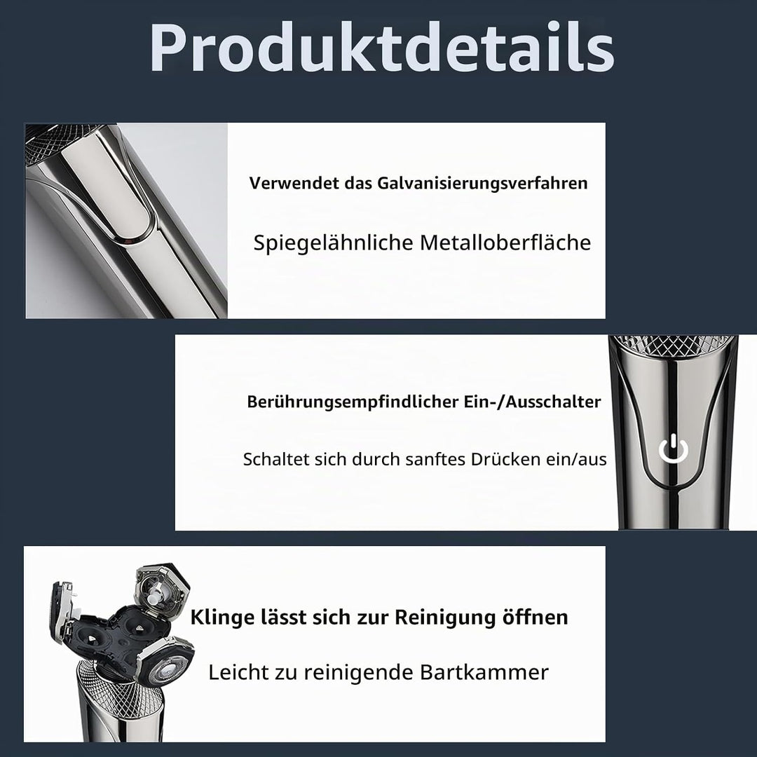 5-in-1 Elektrorasierer mit LCD-Batteriestandanzeige, IPX6 wasserdicht (vollständig waschbar), unters