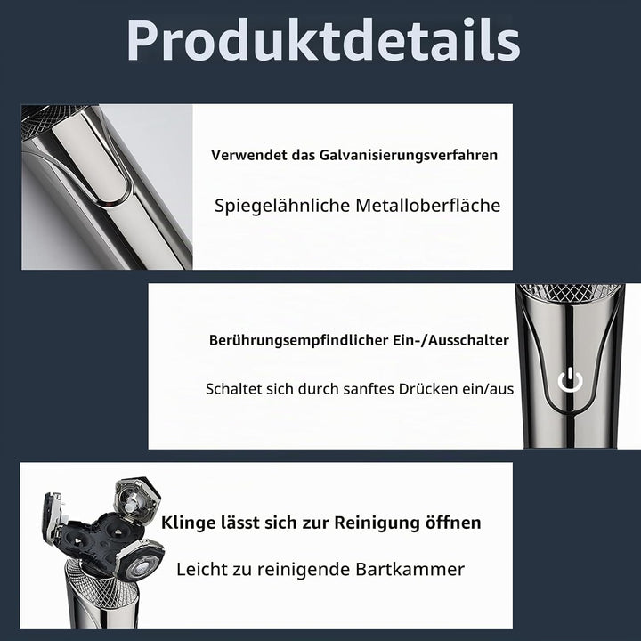 5-in-1 Elektrorasierer mit LCD-Batteriestandanzeige, IPX6 wasserdicht (vollständig waschbar), unters