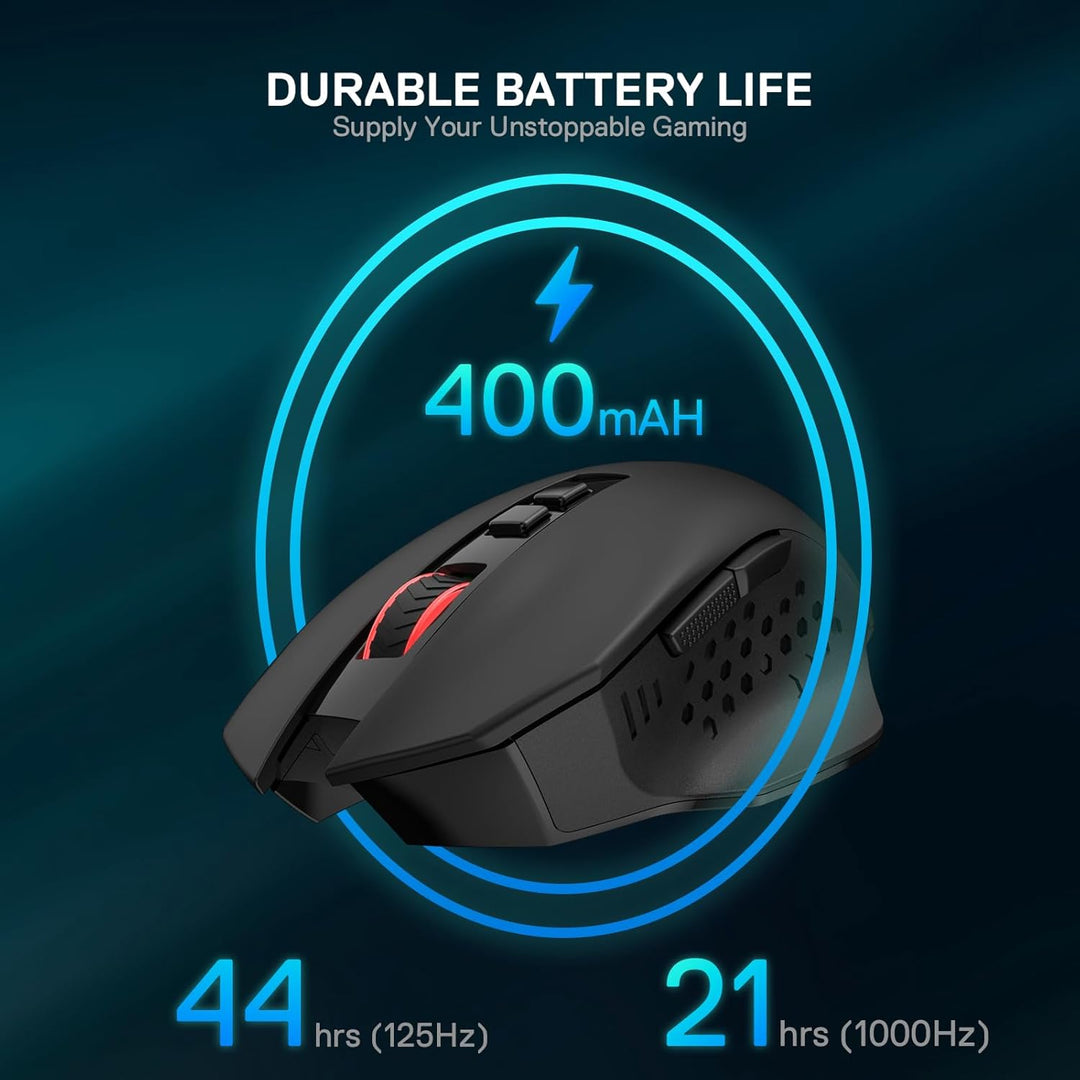 Redragon M656 MAX 3-Modi Gaming Maus, 10000 DPI wiederaufladbare Gaming Maus mit 5 DPI-Stufen, 7 Mak