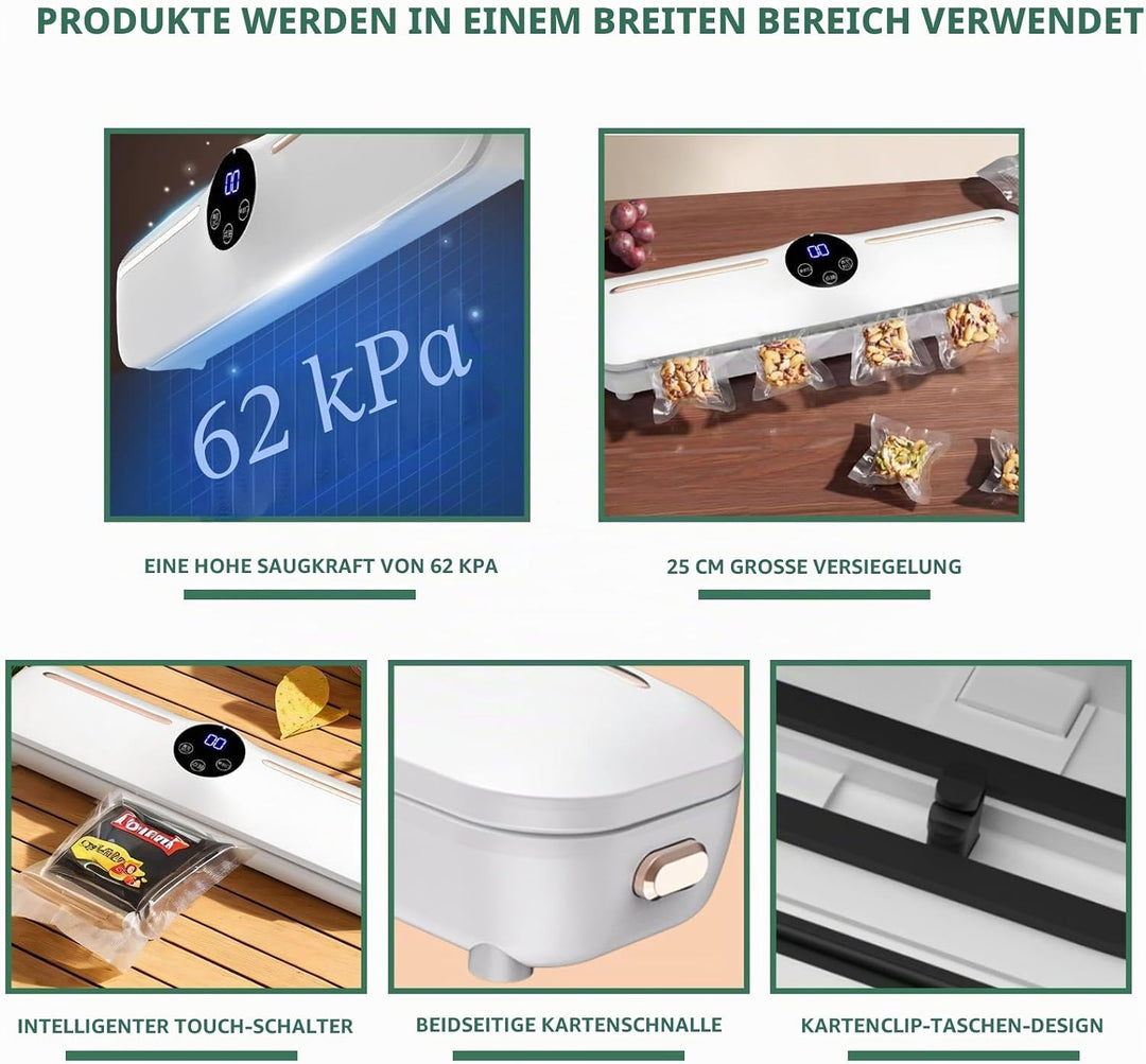 Vakuumierer, Vakuumiergerät mit Vakuumierbeuteln, All-in-1 Vakuumierer mit 20 Vakuumierbeuteln für T