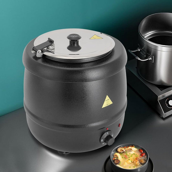 Suppentopf elektrisch 10 Liter Suppenkessel mit herausnehmbarem Edelstahl Einsatz und Deckel Warmhal