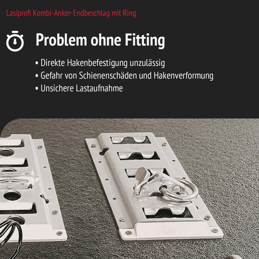 Kombi-Anker-Endbeschlag mit Ring | Set 10 | Stahl verzinkt | für Kombi Anker Zurrschiene | Ladungssi