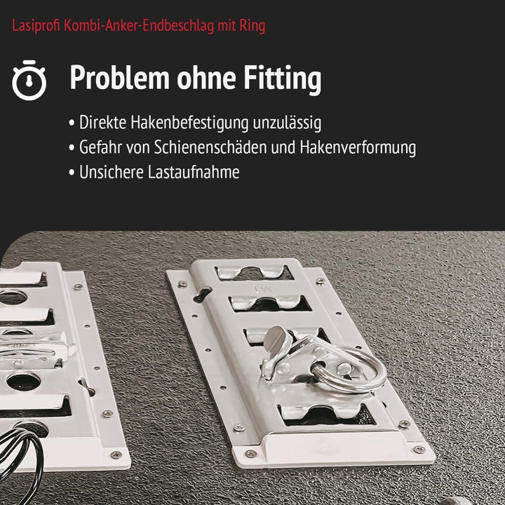 Kombi-Anker-Endbeschlag mit Ring | Set 10 | Stahl verzinkt | für Kombi Anker Zurrschiene | Ladungssi