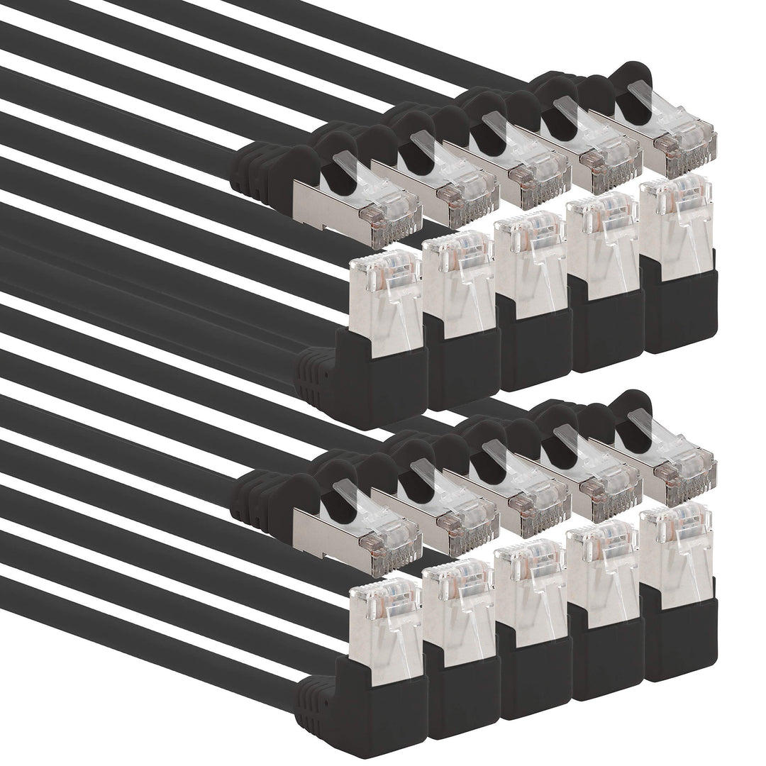1aTTack.de 366257 Cat.6 Netzwerkkabel Winkel 90 Grad 7,5m - schwarz - 10 Stück - Cat6 Patchkabel (SF