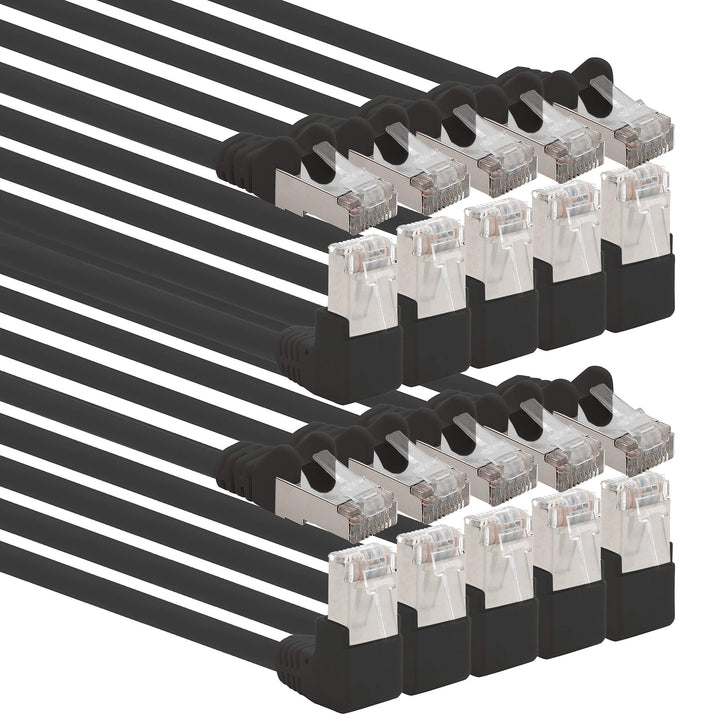 1aTTack.de 366257 Cat.6 Netzwerkkabel Winkel 90 Grad 7,5m - schwarz - 10 Stück - Cat6 Patchkabel (SF