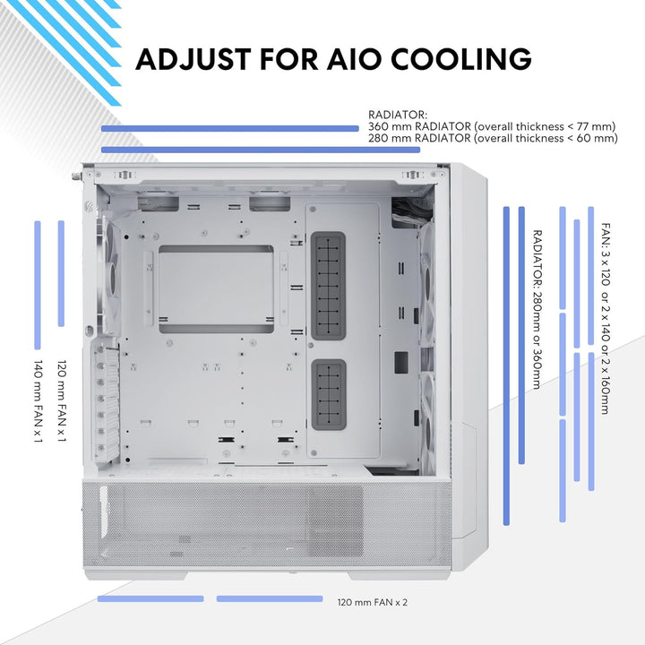 Lian Li LANCOOL 216 RGB, E-ATX-Gehäuse, Midi-Tower - weiss 216 White RGB, 216 White RGB
