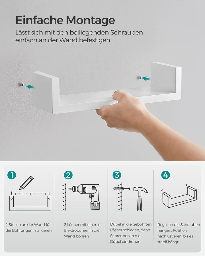 SONGMICS Custos Kollektion - Wandregal, 3er Set, Schweberegal, 30/35/40 cm, Regal zur Wandmontage, j