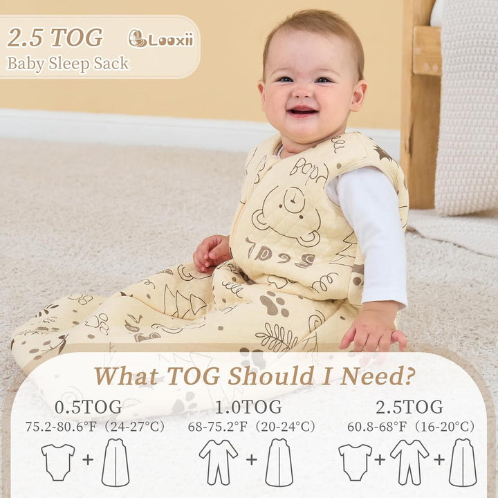 Looxii Schlafsack Baby Winter Baumwolle 2.5 TOG Warm Winterschlafsack Weich Babyschlafsack Neugebore
