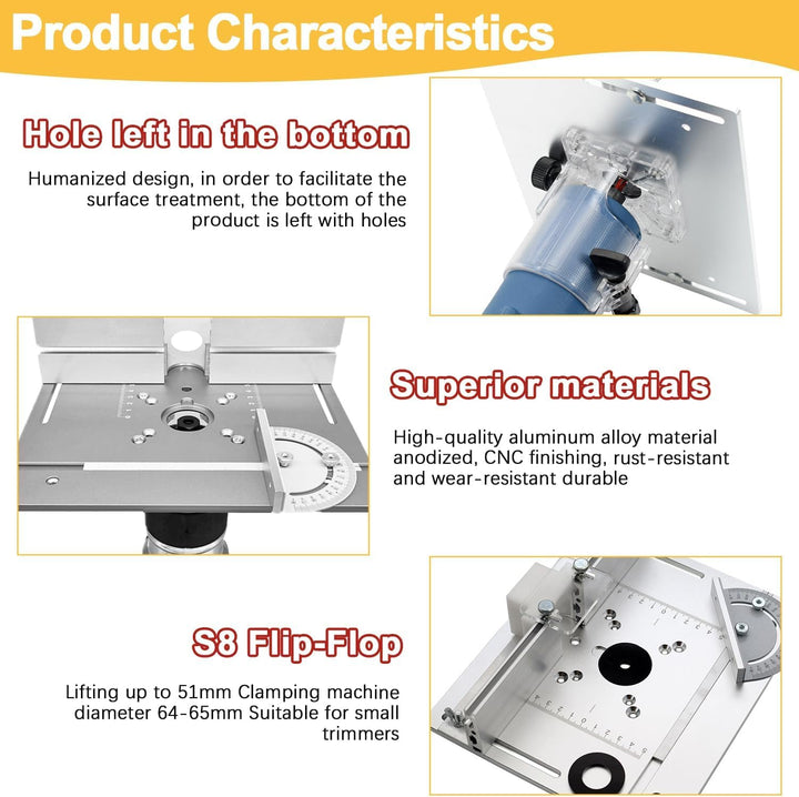 Frästisch für Oberfräse Einlegeplatte Set, OberfräSentisch und Tischfräsmaschine, Router Table, Plan
