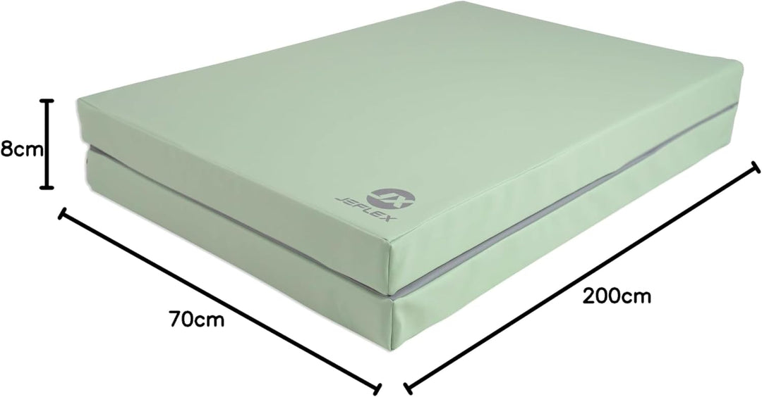 Jeflex – Klappbare Weichbodenmatte &amp; Turnmatte 1 Mal klappbar - 200 x 70 x 8 cm - MADE IN GERMANY/Gy