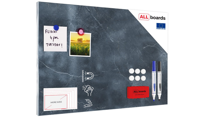 ALLboards Metallische Magnettafel ANTHRAZIT MARMOR 60x40cm MetalBoards Memoboard für jede Art von Ma