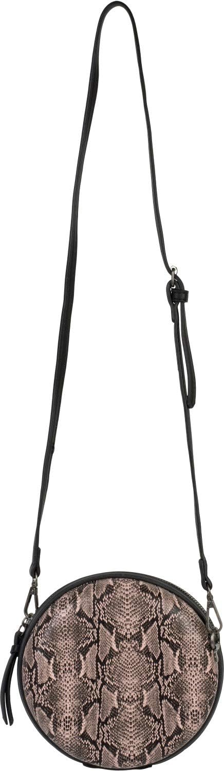 styleBREAKER Damen Runde Umhängetasche in Schlangenleder Optik mit Reissverschluss, Schultertasche,