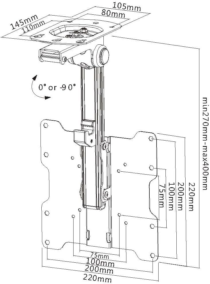 mywall HL12WL TV Wand-/-Deckenhalterung 43,2cm (17") - 94,0cm (37") zum Unterbau unter Hängeschränke