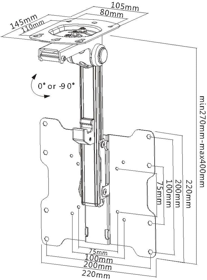mywall HL12WL TV Wand-/-Deckenhalterung 43,2cm (17") - 94,0cm (37") zum Unterbau unter Hängeschränke