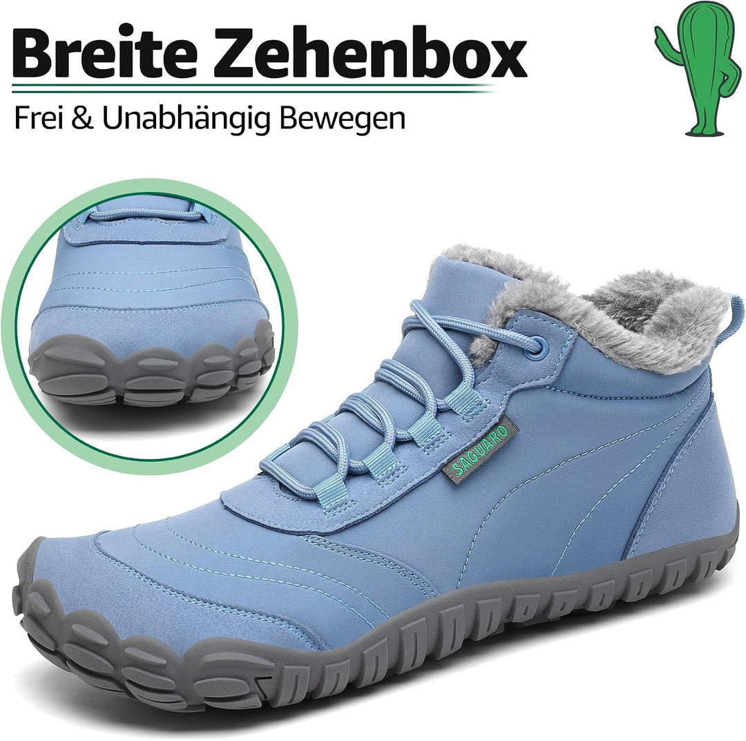 SAGUARO Winter Barfussschuhe Warm Gefüttert Winterschuhe für Damen Herren,EU Gr.36-48, 37 EU Lichtbl