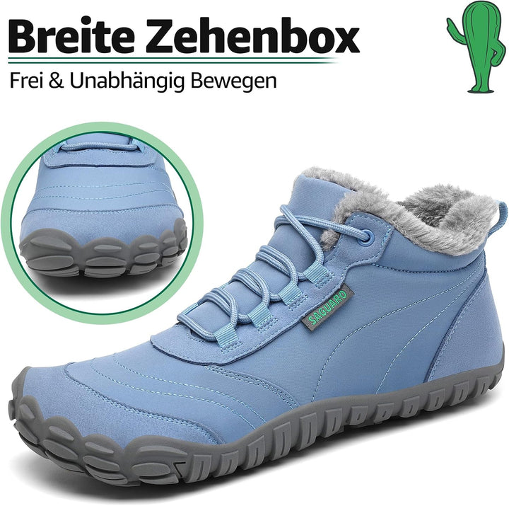 SAGUARO Winter Barfussschuhe Warm Gefüttert Winterschuhe für Damen Herren,EU Gr.36-48, 37 EU Lichtbl