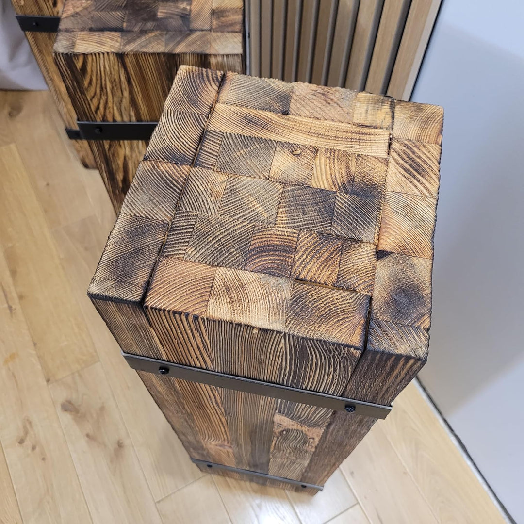 weeco Dekorative Holzsäule Set 3-tlg. – rustikale Sockel, Pflanzenständer und Dekosäulen, massives K