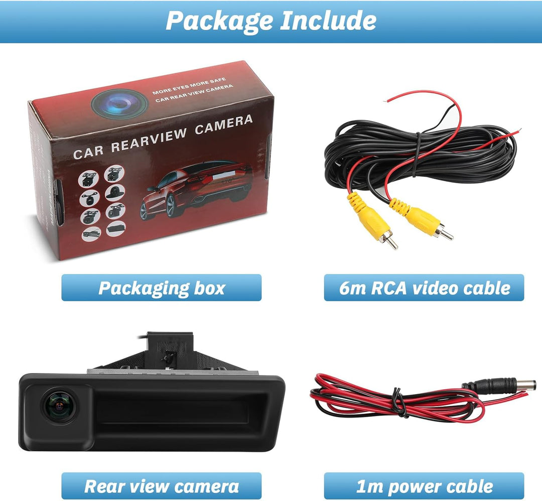 HD 720P Auto Rückfahrkamera Ersatz für BMW 3er 5er X6 E39 E60 E70 E82 E90, 170 Grad Weitwinkel Auto