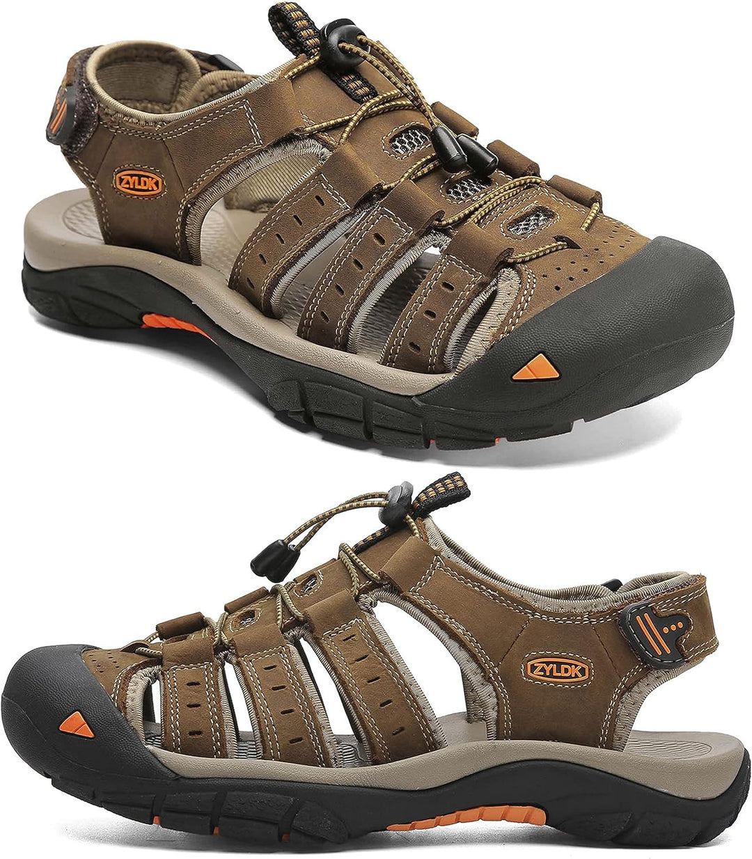ZYLDK Herren Leder Sandalen Sport Outdoor Trekkingsandalen Atmungsaktive Leichte Wandersandalen Männ