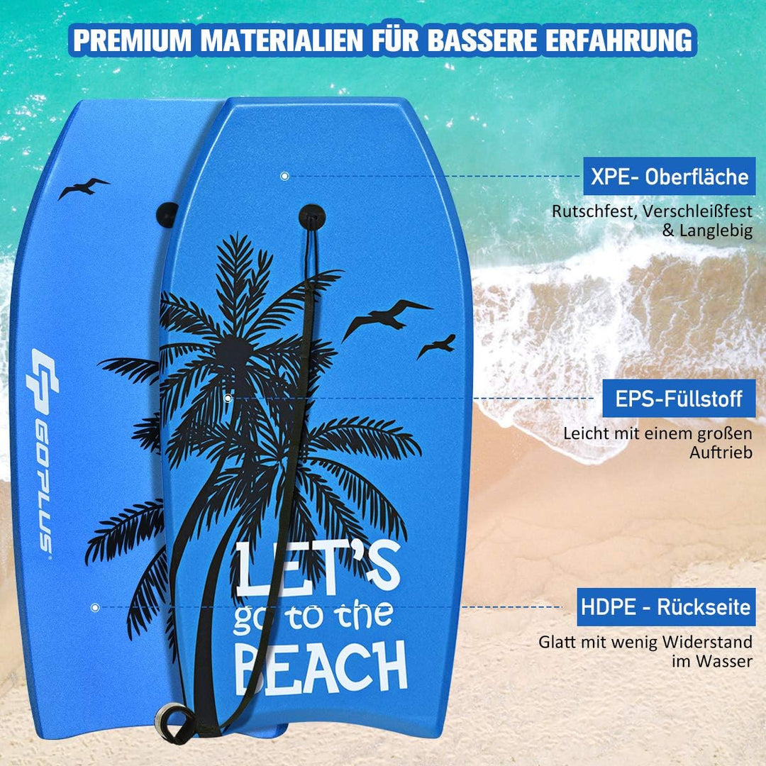 GOPLUS Bodyboard mit Fuss - Zugseil, Schwimmbrett Erfüllt mit EPS Schaumstoff, Surfboard bis zu 85 k
