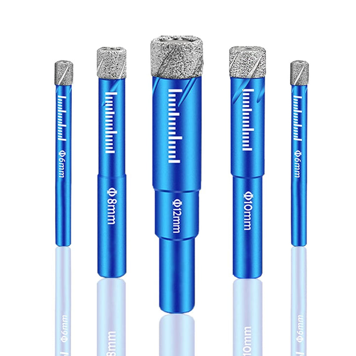 5tlg Diamantbohrer Set Fliesenbohrer Set Glasbohrer 6, 6, 8, 10, 12 mm Feinsteinzeug Bohrer Fliesen