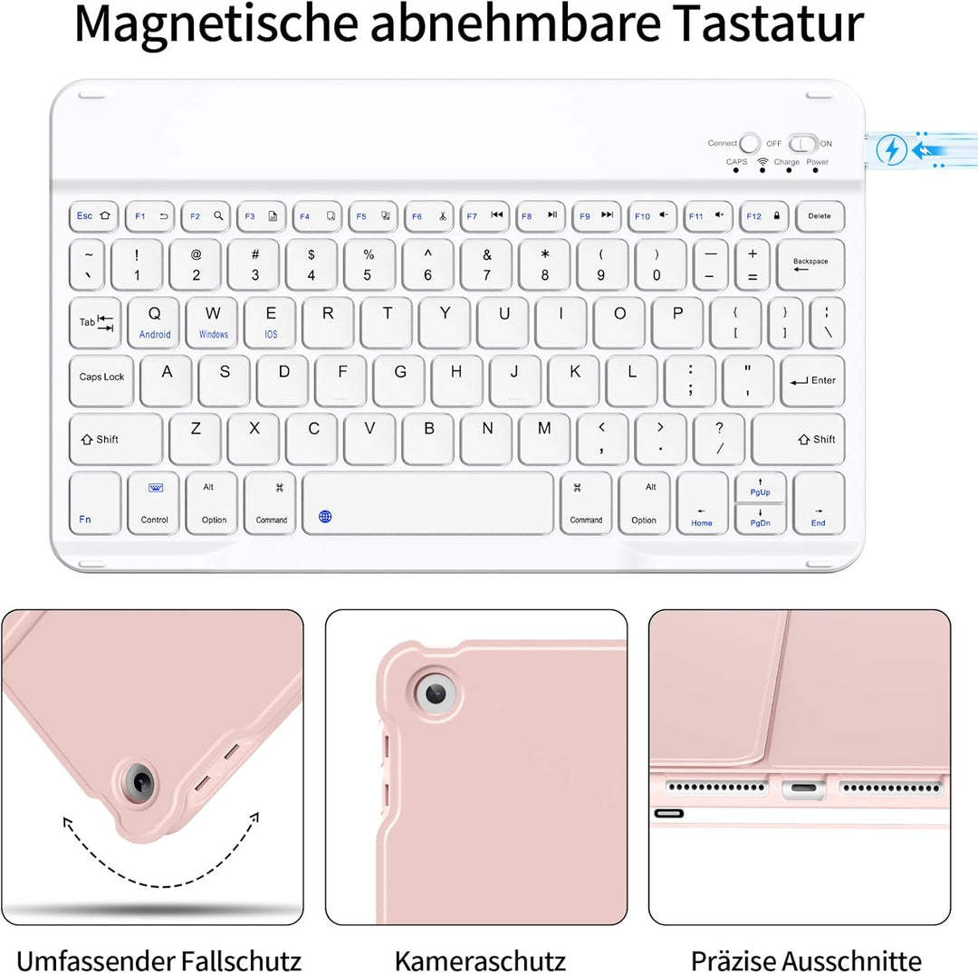 Tastatur Hülle für iPad 9. Generation / 8. Generation / 7.Generation 10,2 Zoll, Magnetisch Abnehmbar