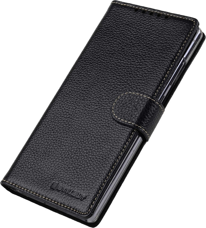 STILGUT Talis kompatibel mit Samsung Galaxy Note 20 Hülle mit Kartenfach aus Leder, Wallet Case, Han