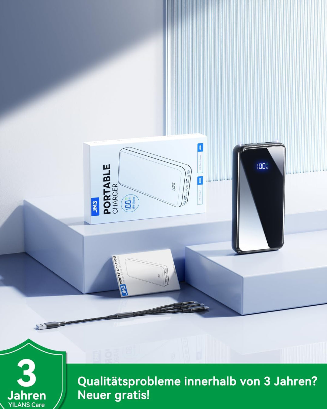 Power Bank,Klein 26800mAh Powerbank Schnellladefunktion 22,5W USB-C Tragbarer Externer HandyAkkus mi