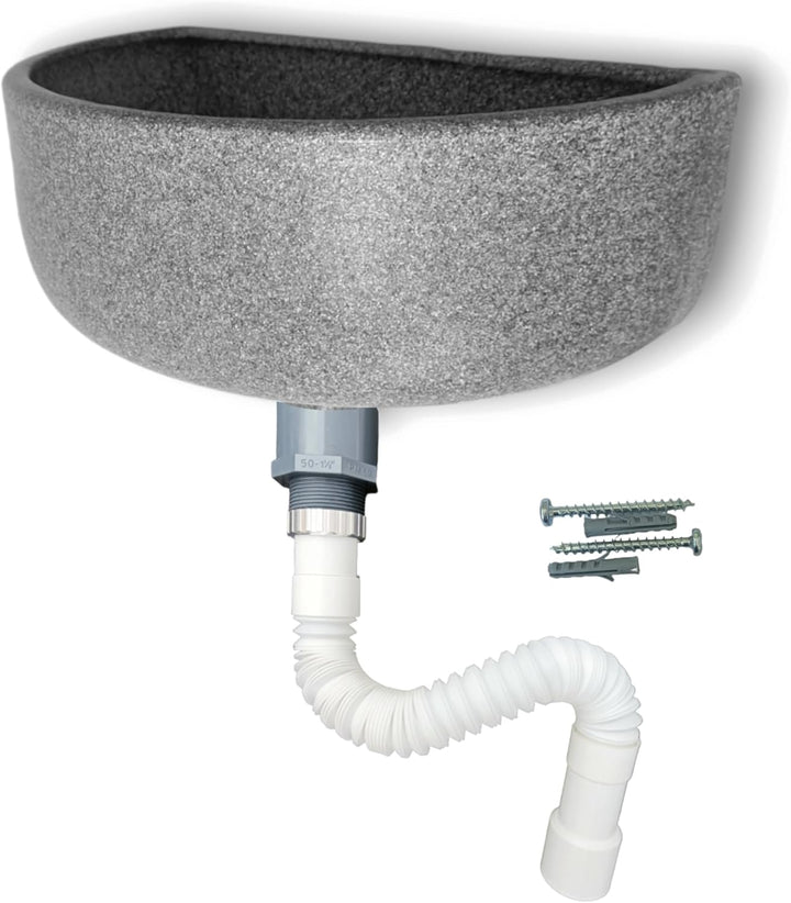 Varile Premium-Set Waschbecken Granit aus Kunststoff für Garten & Keller inkl. Abflusssieb-Haarsieb