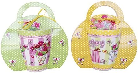 Set mit 4 Tassen mit Blumen, in Originalverpackung, als Geschenk für Hochzeiten, Kommunionen, origin