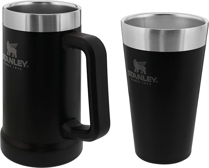 Stanley Adventure Vacuum Stein 709 ml / 24oz Matte Black – Beer Stein mit Henkel für 7 Stunden kalt