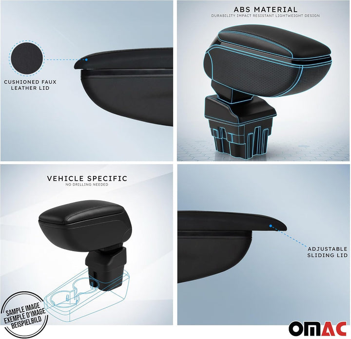 Mittelarmlehne Armlehne kompatibel mit VW Caddy IV 2015-2020 Mittelkonsole Schwarz 1x