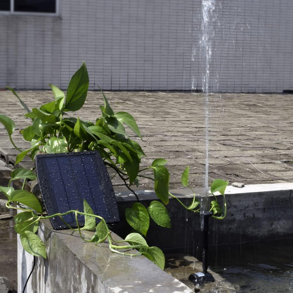 Decdeal Bürstenlose Solar Teichpumpe Solar-Brunnen Wasserpumpe mit Solarpanel 9V 2.5W 200L / H Typ 4