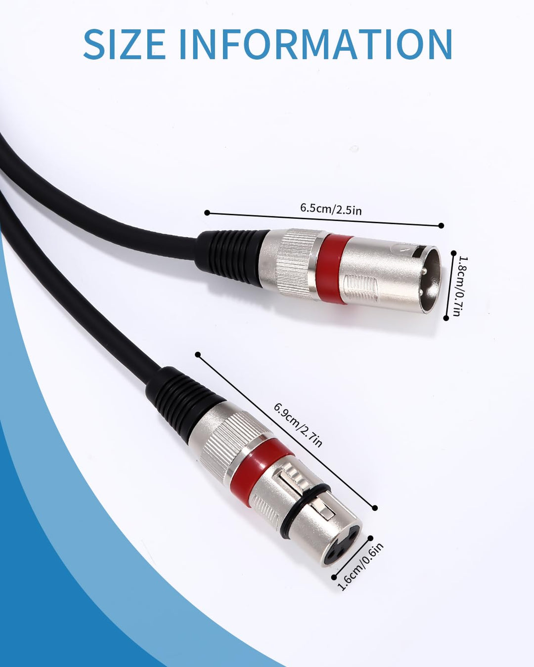 6 Stück 5M XLR Kabel Premium Symmetrisches XLR Mikrofonkabel, Pin DMX Microphone Signal Cable Connec