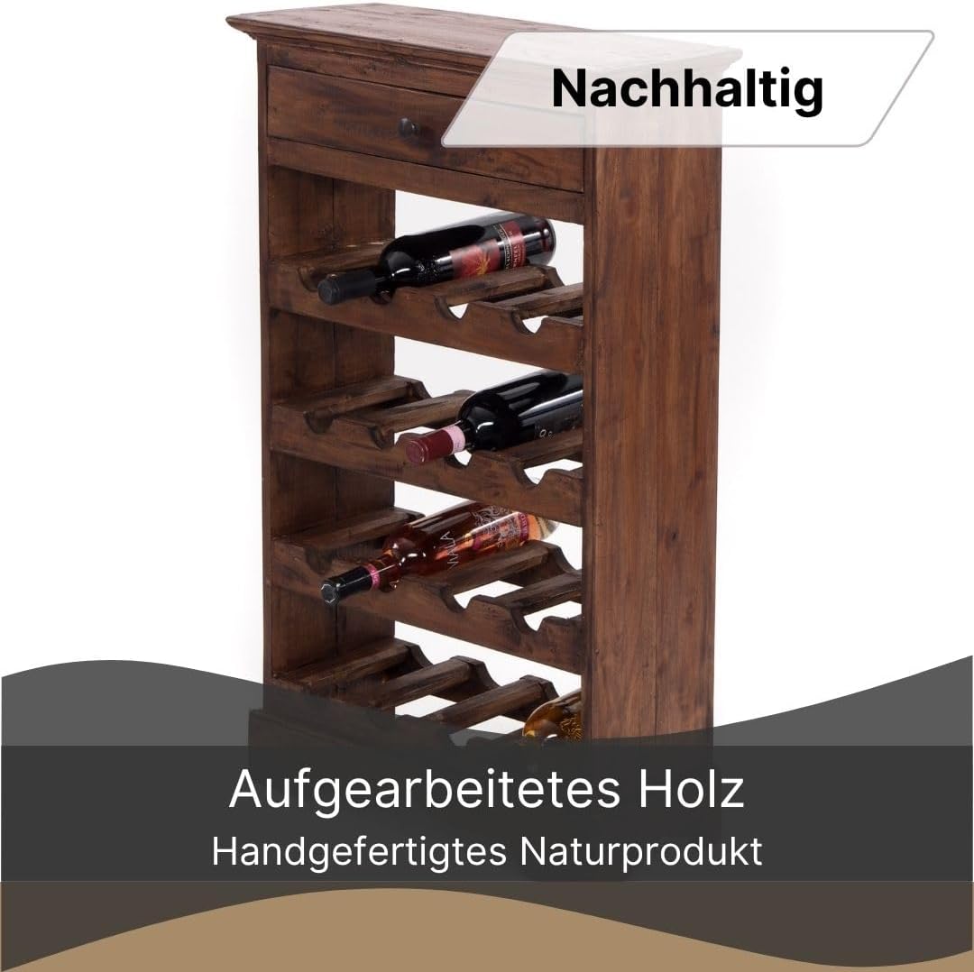 DESIGN DELIGHTS rustikales WEINREGAL Cortez 85 | 85x55cm(HxB) Massivholz | Flaschenregal, Weinflasch