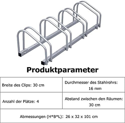 Randaco Fahrradständer für 4 Fahrräder, Fahrradhalterung auf dem Boden, Aufstellständer für Fahrrada