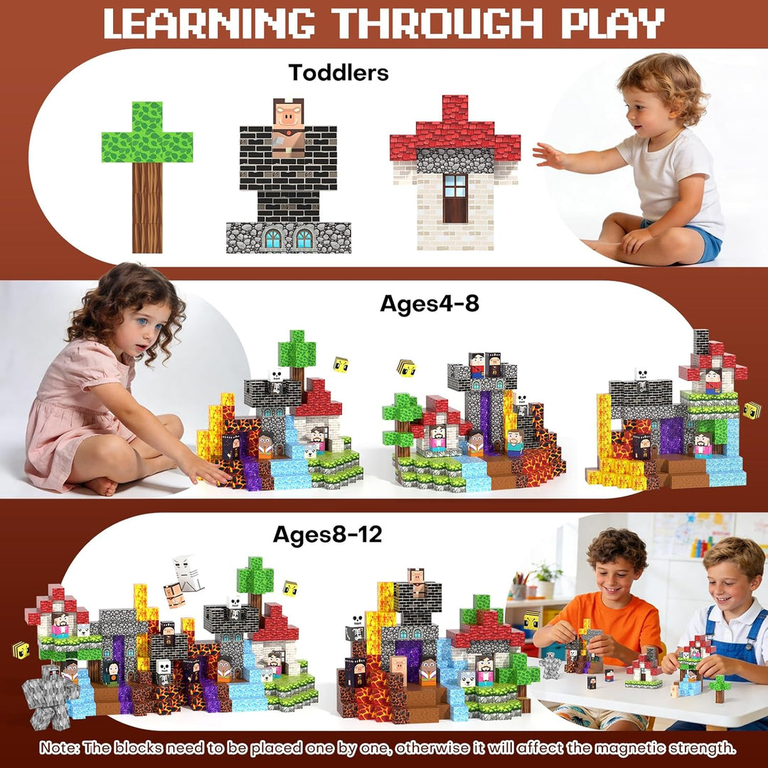 Magnetische Bausteine 200 PCS, Magnetbausteine ab 3 Jahre, Magnetic Blocks für Kinder Jungen Mädchen