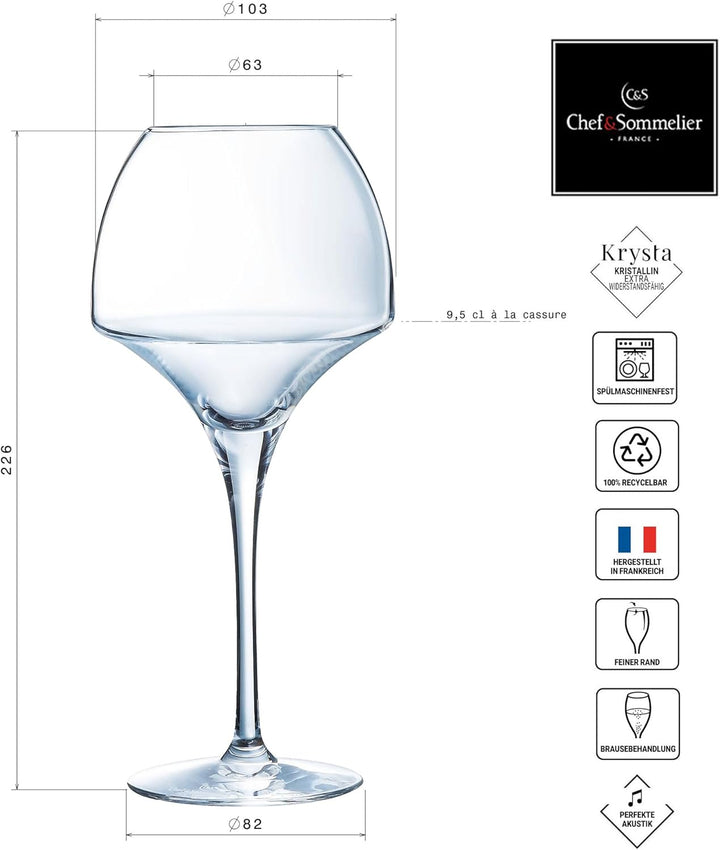 Chef & Sommelier Kollektion Open Up – 6 Weingläser, 47 cl, aus Kristall, weich, modern und, verstärk