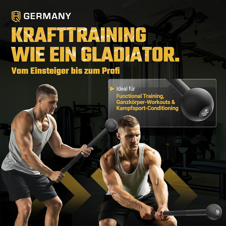 HQ Germany® Macebell [2-10kg] - 100% Stahl, ±200g Gewichtstoleranz - Pulverbeschichtete Mace Bell, G