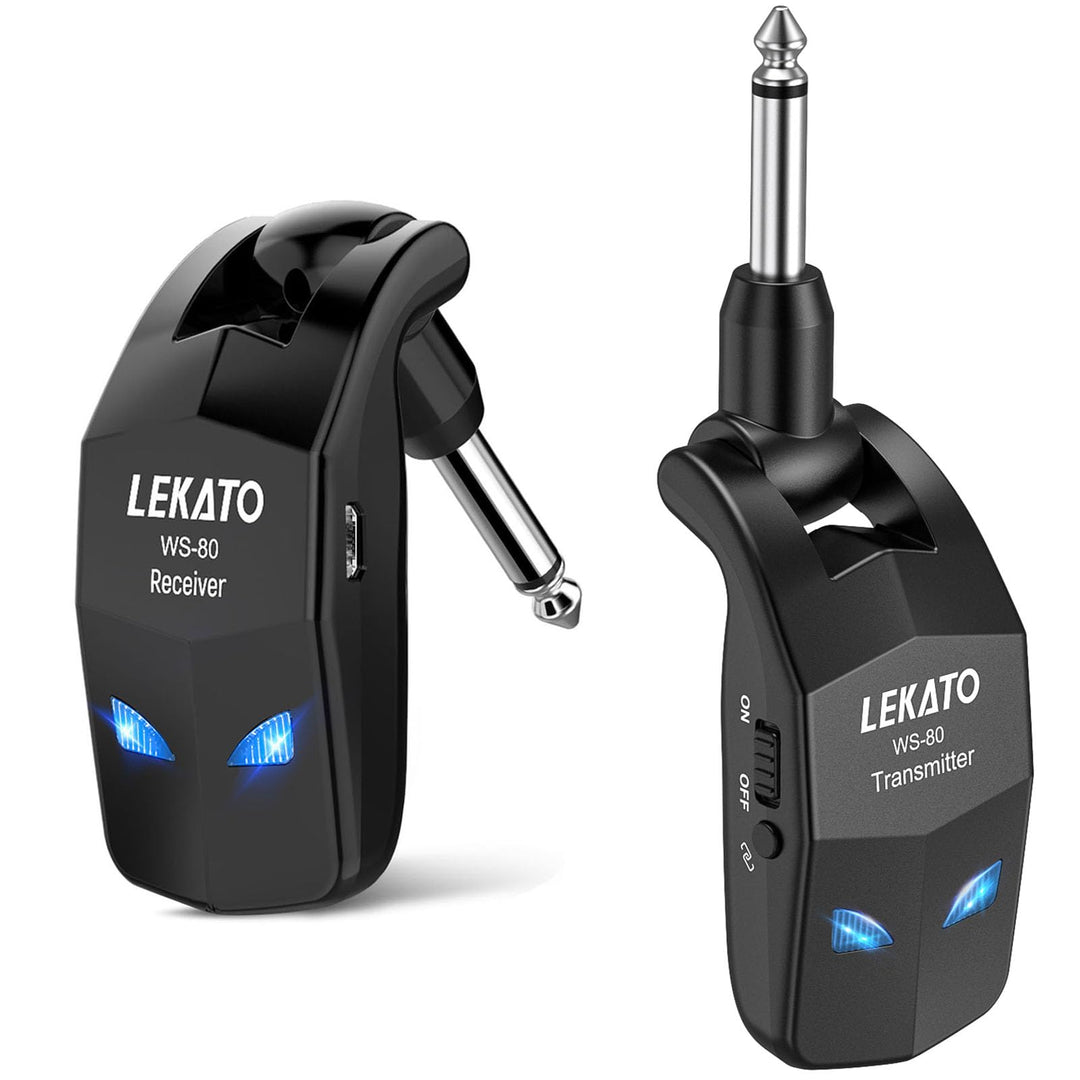 LEKATO 2,4 GHz kabelloses Gitarrensystem, kabelloser Gitarrensender und -empfänger, wiederaufladbare