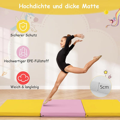 COSTWAY 180 x 60 x 5 cm Weichbodenmatte klappbar, Gymnastikmatte tragbar, Yogamatte wasserabweisend,