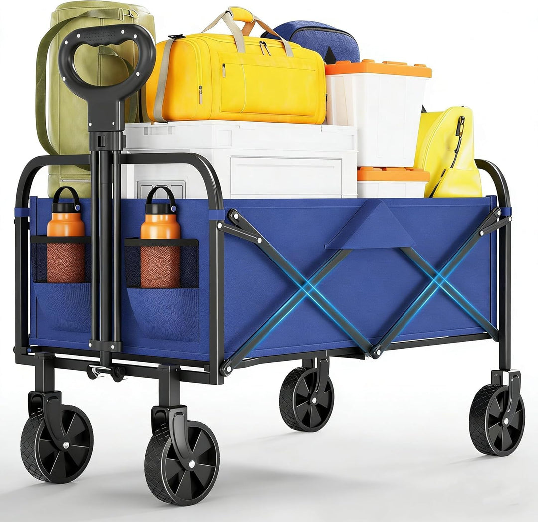 Robuster Faltwagen 220 l Tragkraft 172 kg Blau | Robuster Allzweckwagen Tragkraft, zusammenklappbar,