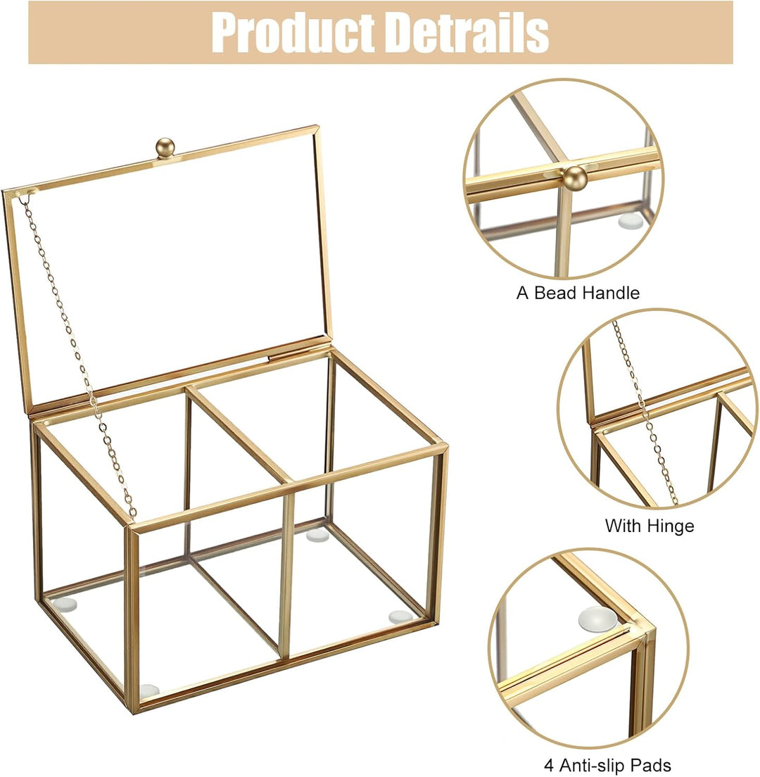 Wattestäbchen Behälter Wattepadspender aus Glas Schminktisch Wattepads Organizer 2 Fächern Make Up B
